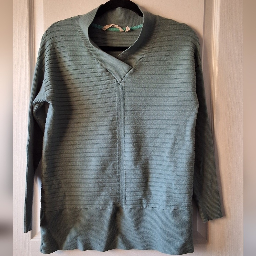 Soft Surroundings XS Bohème Pullover Sweater V-Neck Long Sleeve Ribbed Texture